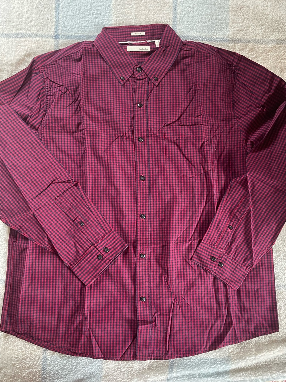 Men's Button-Down Check Shirt in Burgundy NWOT